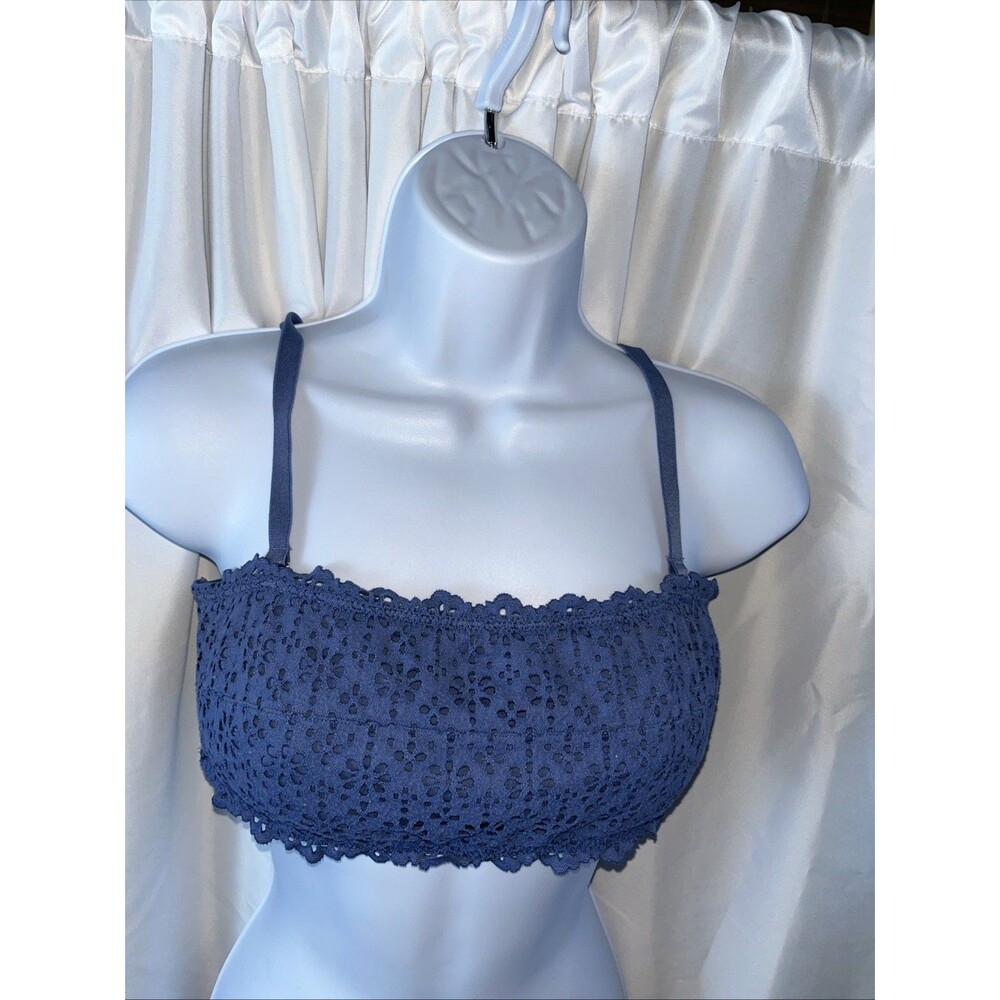 Auden Women’s Blue Bralette Eyelet Floral Lace Size L Feminine Coquette